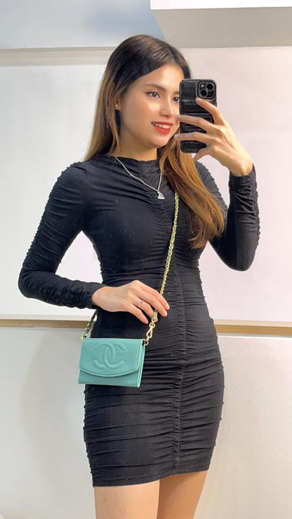 Chanel Green Caviar Vintage Small Flap Wallet