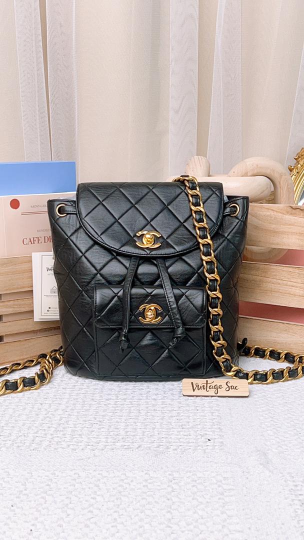 Chanel Black Lambskin Vintage Duma Backpack (GHW)