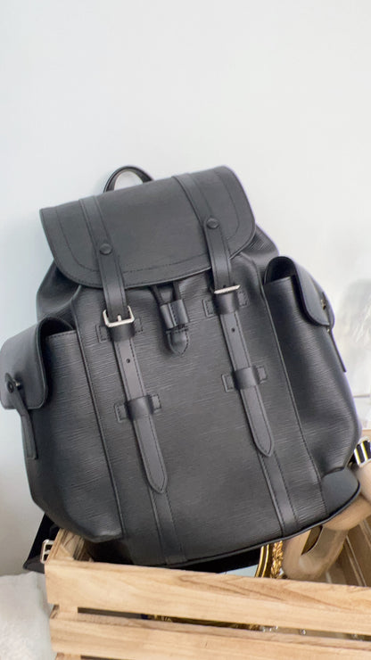 LV Black Epi Christopher Backpack MM