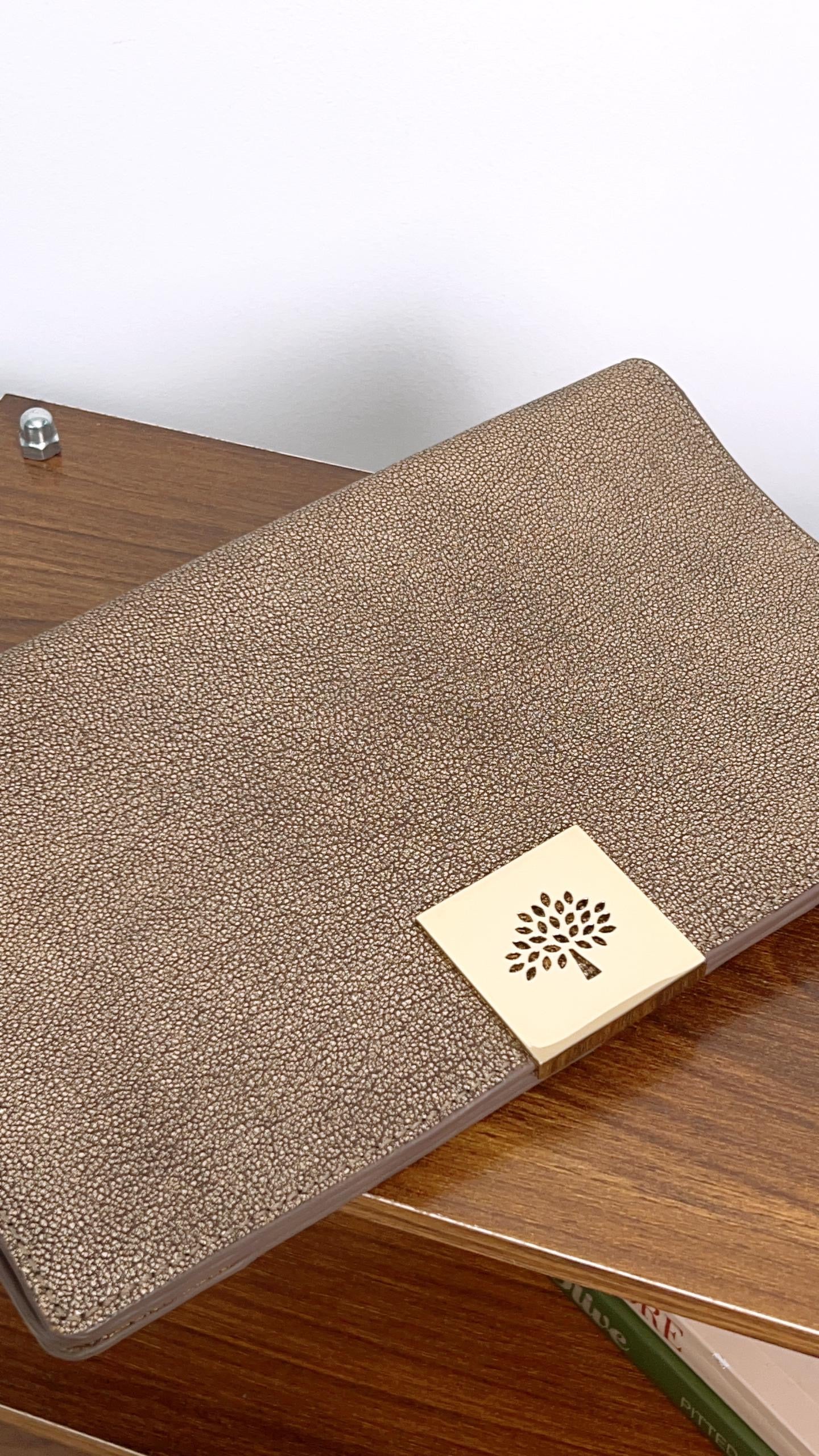 Mulbery Gold Metallic Champagne Clutch