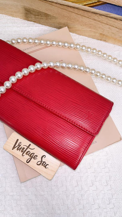 LV Red Epi Sarah Wallet