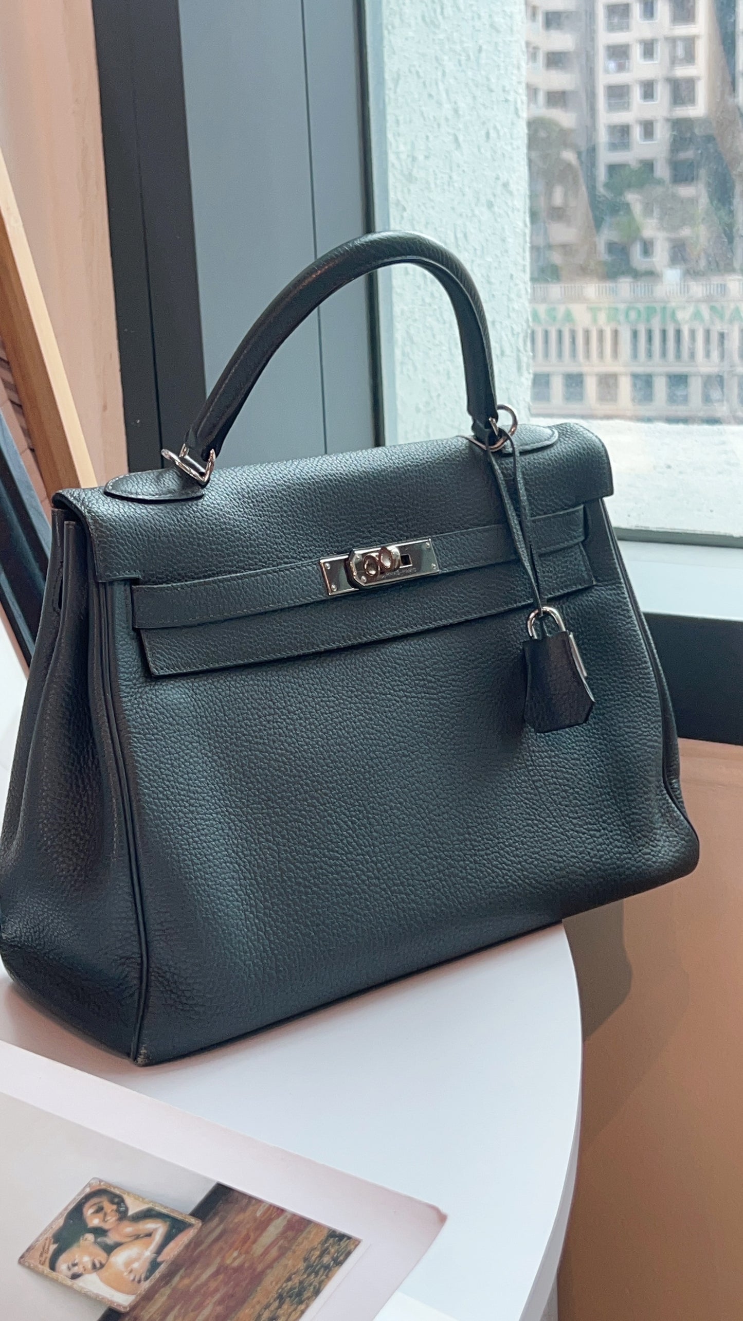 Hermes Bleu Orage Kelly 32 PHW