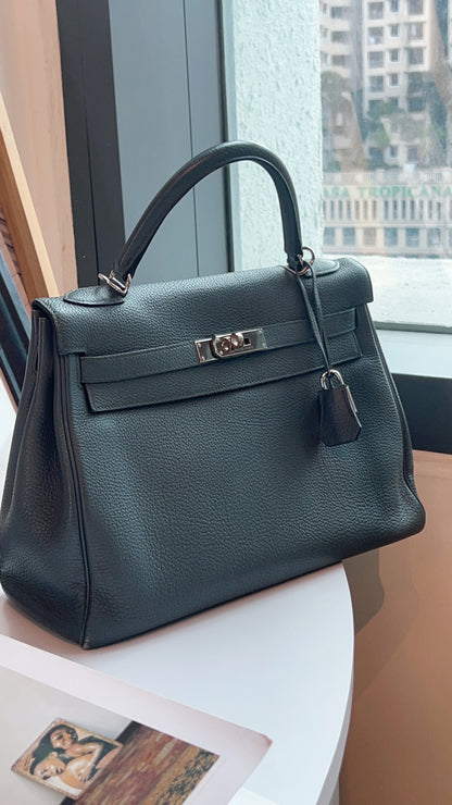 Hermes Bleu Orage Kelly 32 PHW