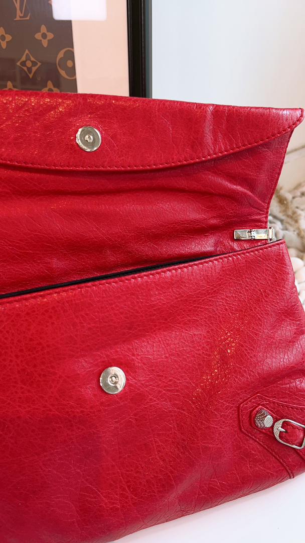 Balenciaga Red Envelope Clutch in Strap