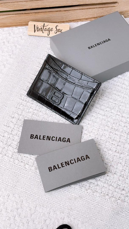 Balenciaga Croc Embossed Calfskin Hourglass Card Case
