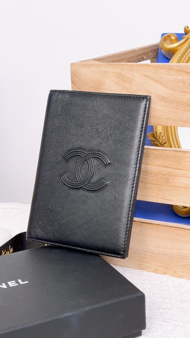 Chanel Black Calfskin Timeless Passport Holder
