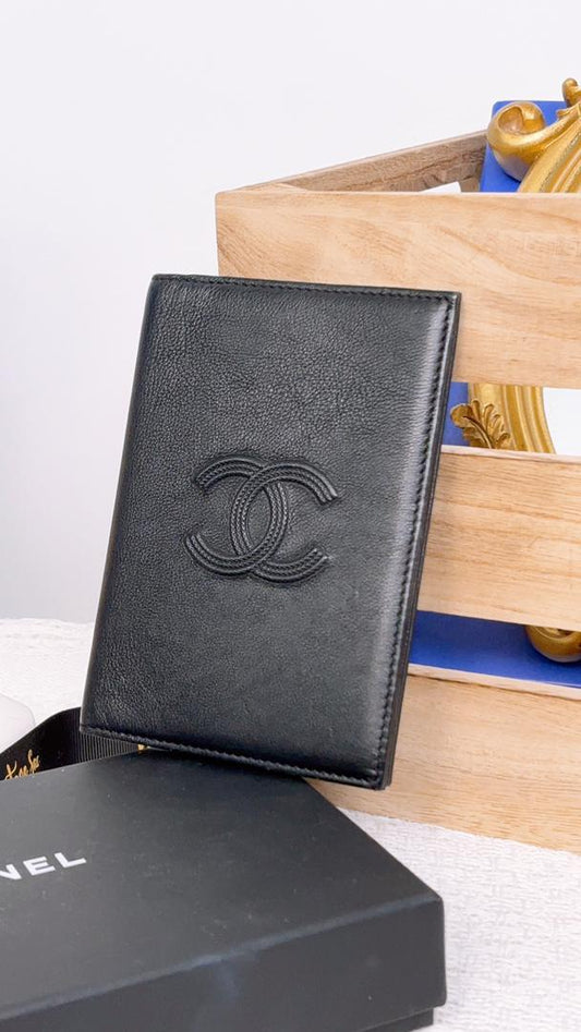 Chanel Black Calfskin Timeless Passport Holder