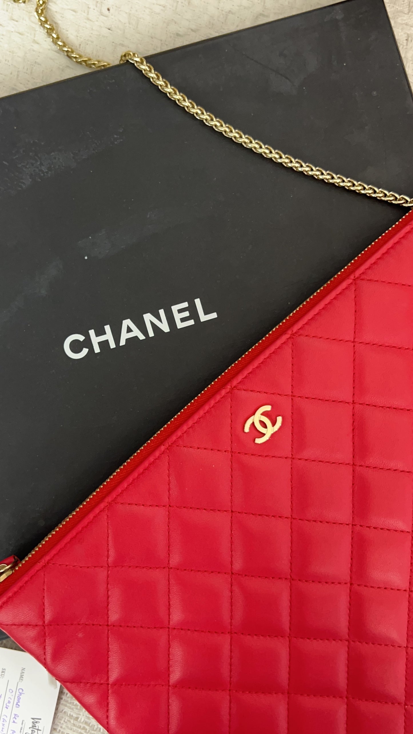 Chanel Red Medium Lambskin O’case GHW