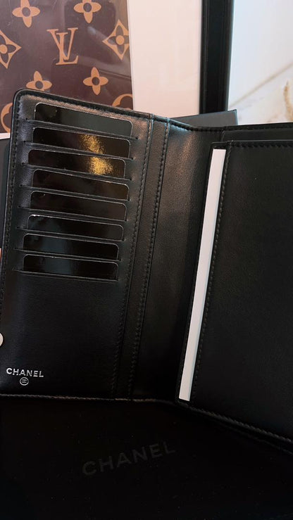 Chanel Black and Beige Gabrielle CC Yen Wallet