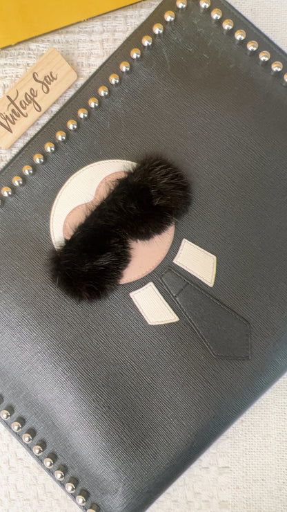 Fendi Black Karlito Clutch Studs