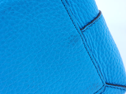 Burberry Blue Grain Calfskin Large Burleigh Messenger Bag