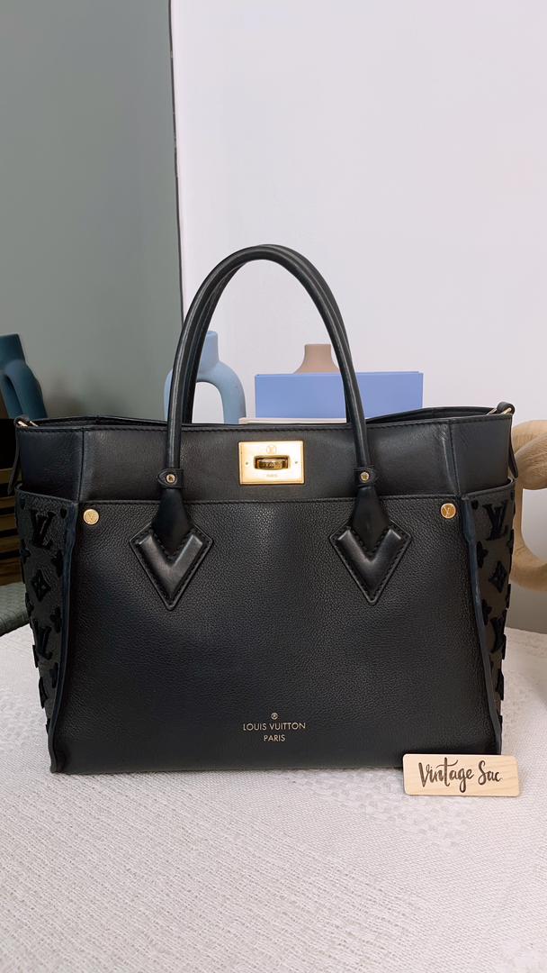 LV Black Calfskin On My Side MM