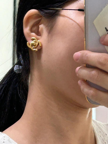 Chanel Vintage CC Turn Lock Clip on Earrings