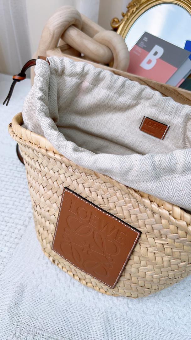 Loewe Anagram Interwoven Raffia Bucket Bag