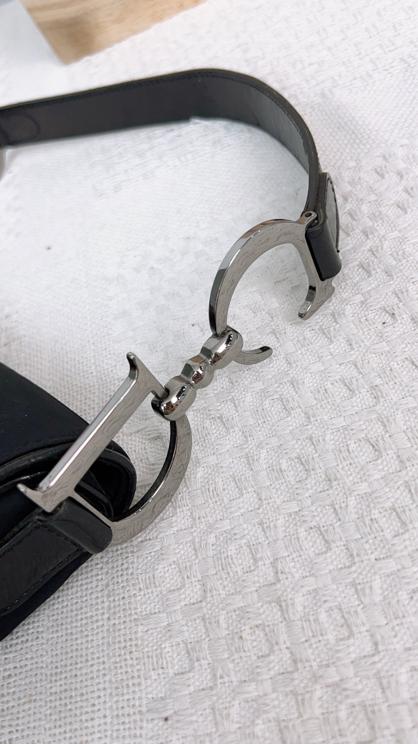 Dior Black Nylon Vintage Saddle Bag SHW