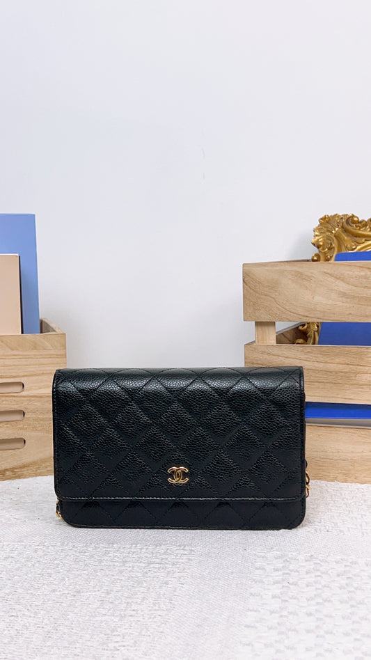 Chanel Black Caviar Classic WOC GHW