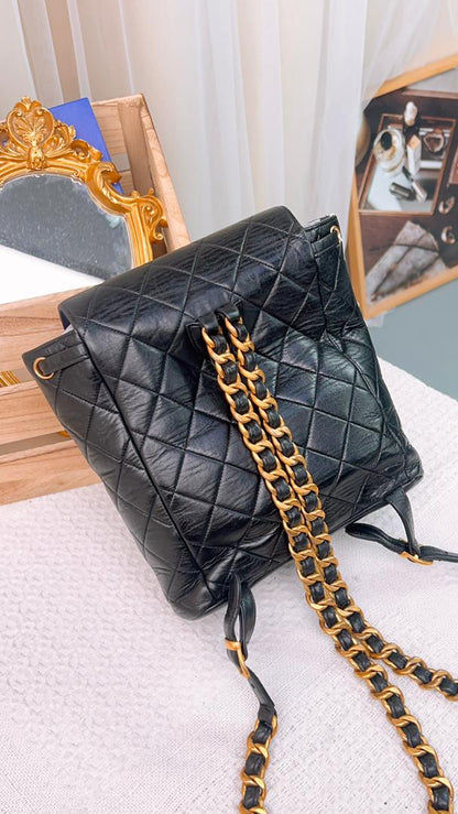 Chanel Black Lambskin Vintage Duma Backpack (GHW)