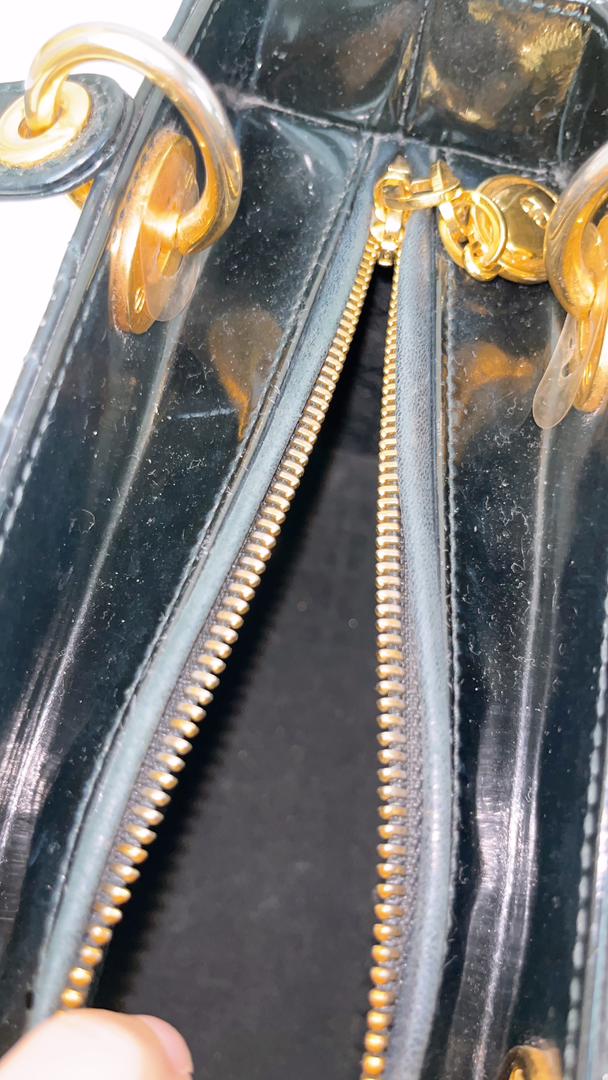 Dior Black Patent Medium Lady Dior (GHW)