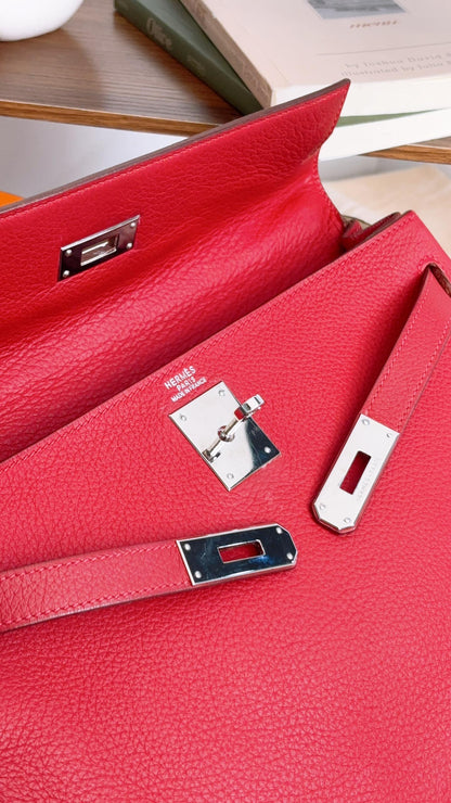 Hermes Rouge Vif Kelly 32 (PHW)