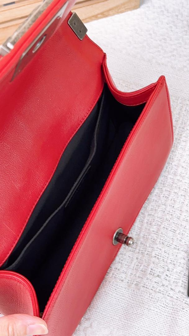 Chanel Red Calfskin Old Medium Boy Flap (RHW)