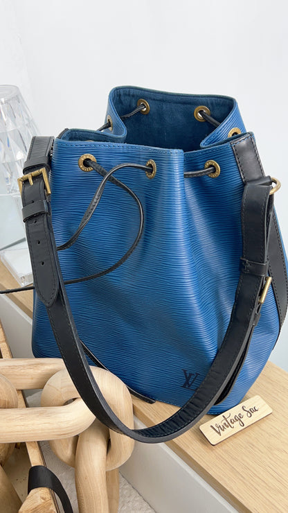 Louis Vuitton Blue and Black Epi Petit Noe Bucket Bag