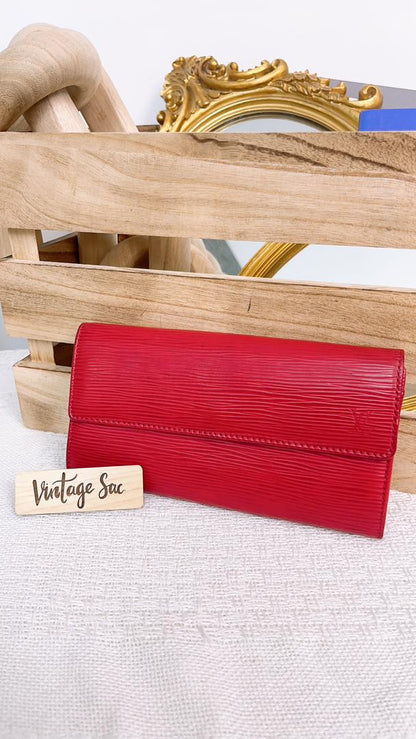 LV Red Epi Sarah Wallet
