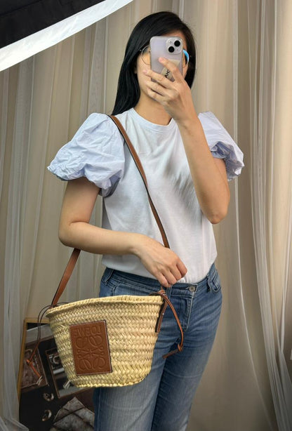 Loewe Anagram Interwoven Raffia Bucket Bag