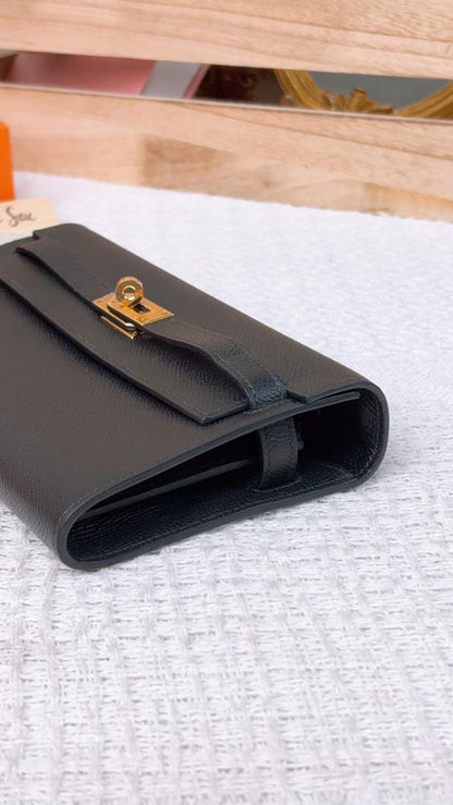 Hermes Noir Epsom Kelly To Go (GHW)