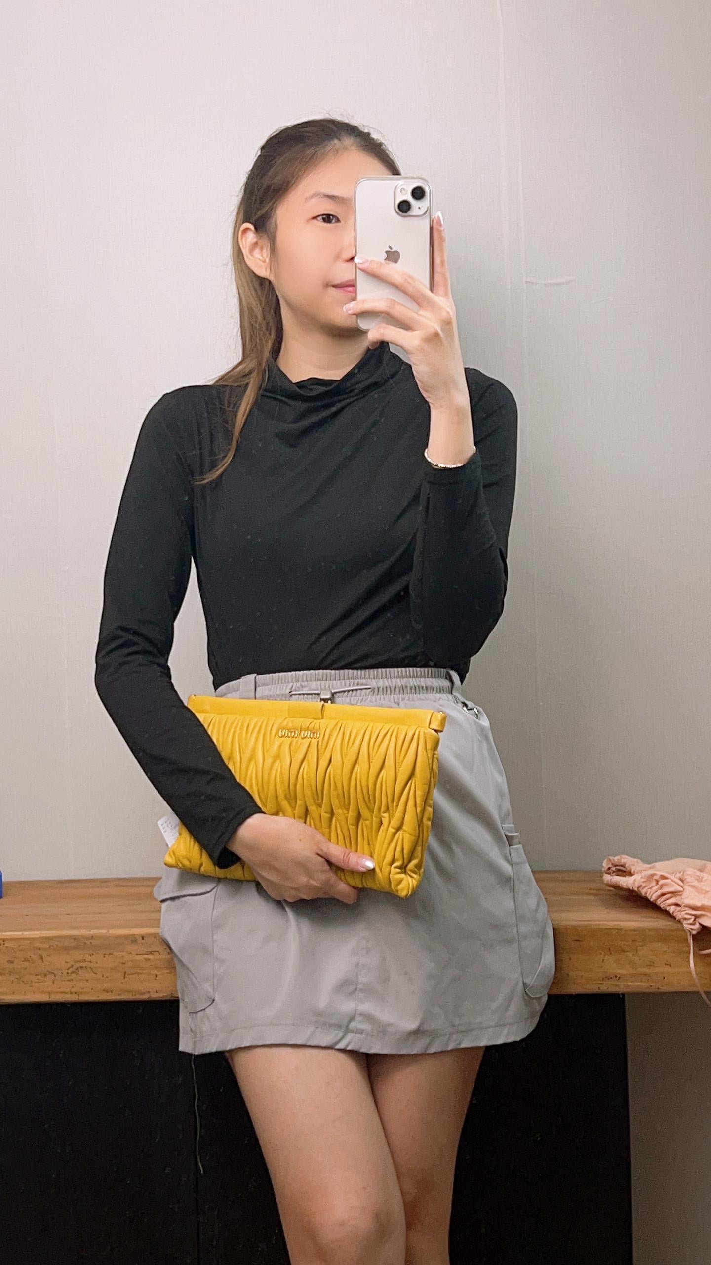 Miu Miu Yellow Matelasse Nappa Leather Clutch