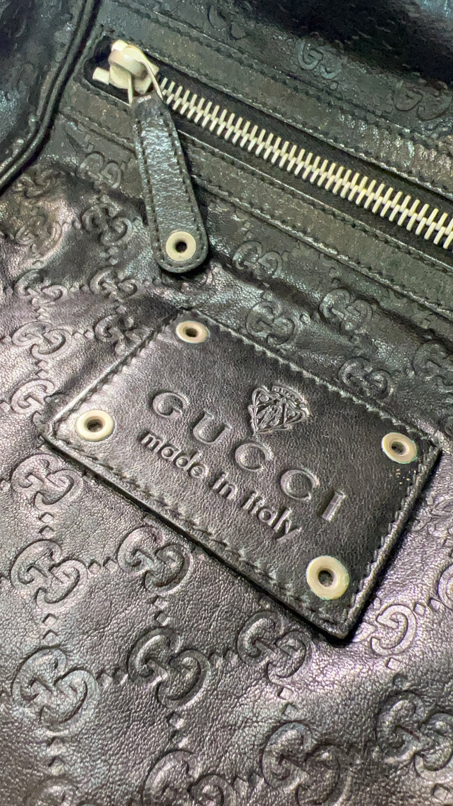 Gucci Black Guccissima Messenger Bag