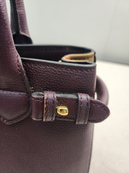 Burberry Burgundy Calfskin Banner Tote Small