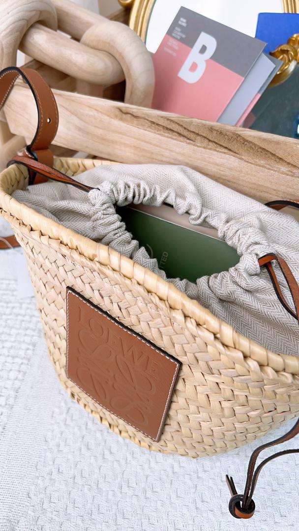 Loewe Anagram Interwoven Raffia Bucket Bag