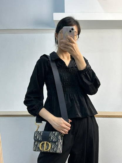 Dior Navy Oblique Montaigne 30 Box (GHW)