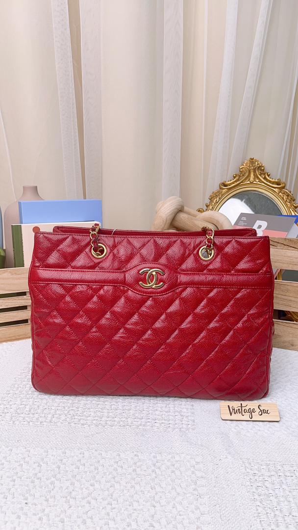 Chanel Crinkled Caviar Shopping Tote GHW