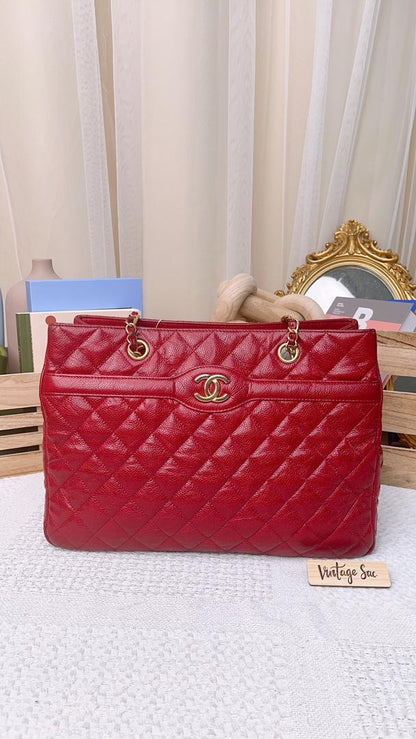 Chanel Crinkled Caviar Shopping Tote GHW