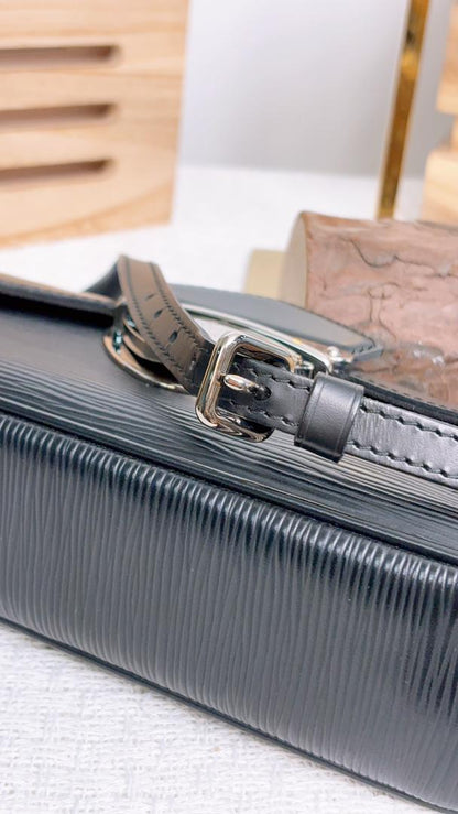 LV Black Epi Montaigne Clutch with Strap