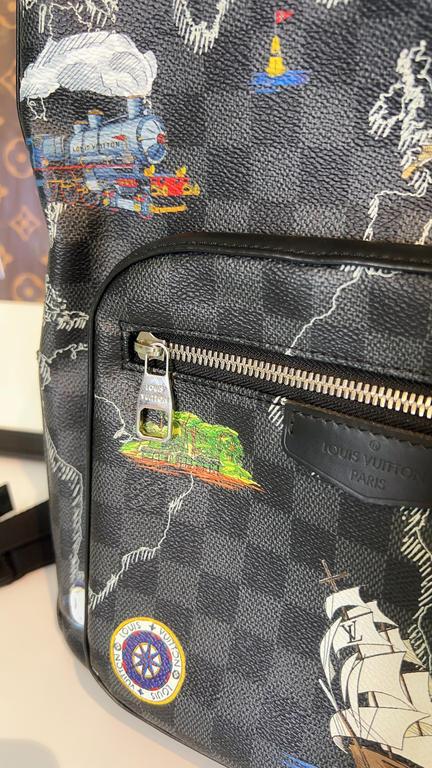 LV Damier Graphite Josh World Map Backpack
