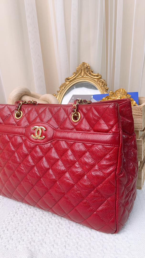 Chanel Crinkled Caviar Shopping Tote GHW