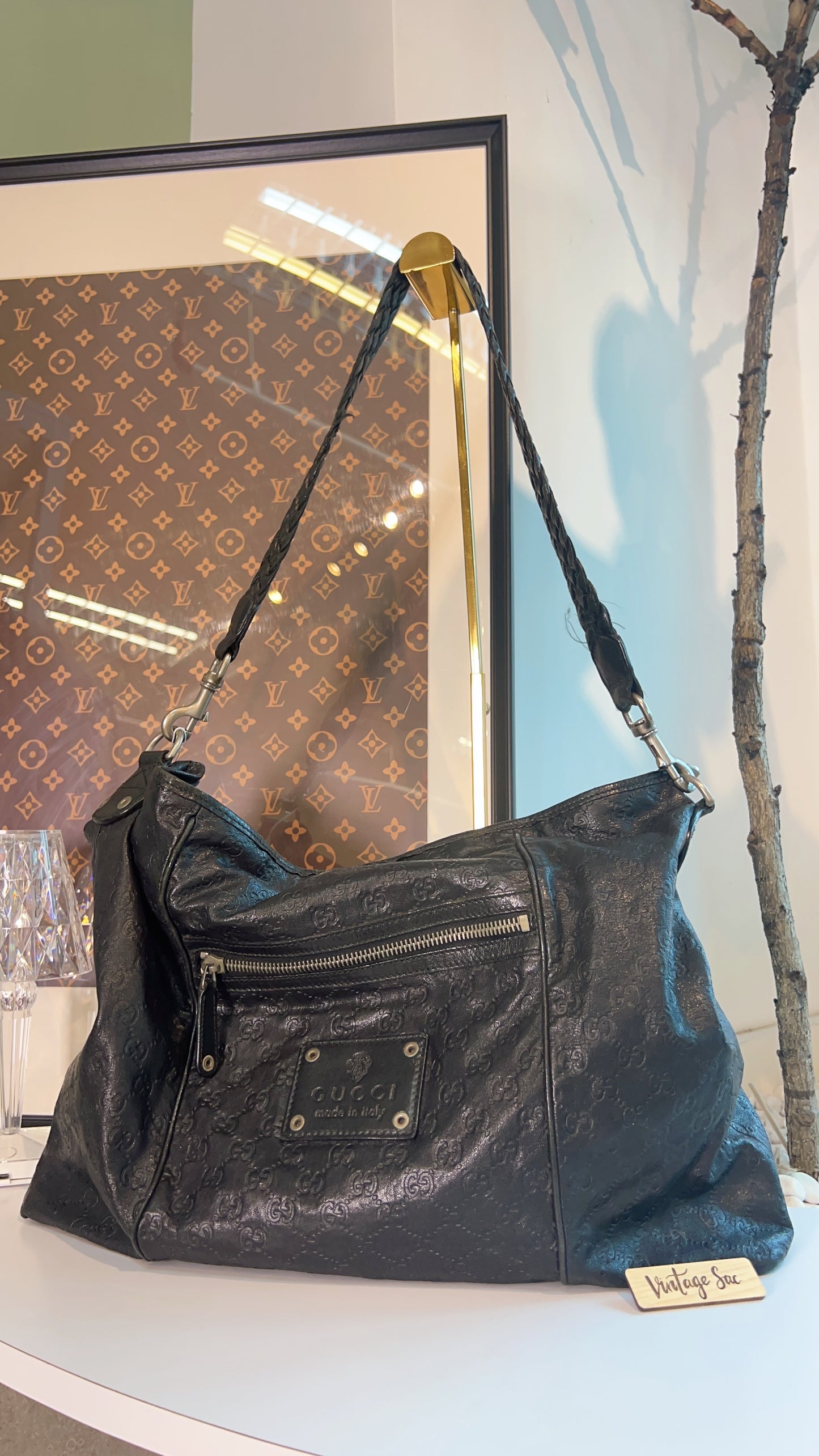 Gucci Black Guccissima Messenger Bag