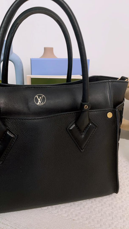 LV Black Calfskin On My Side MM