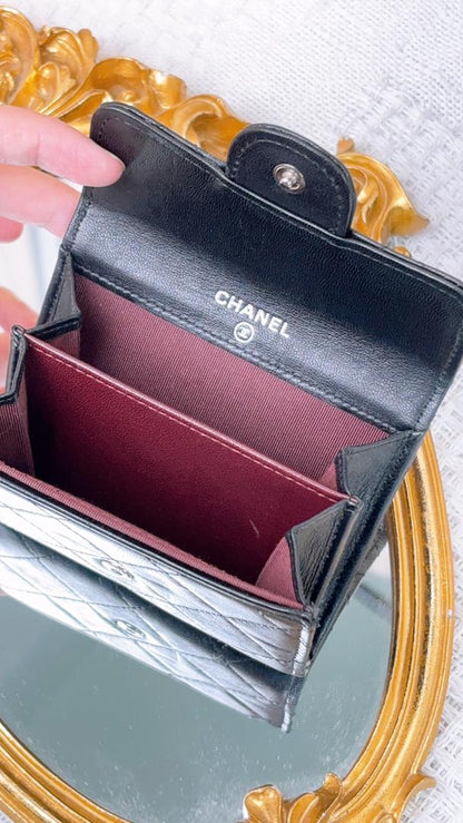 Chanel Black Lambskin XL Card Holder (SHW)