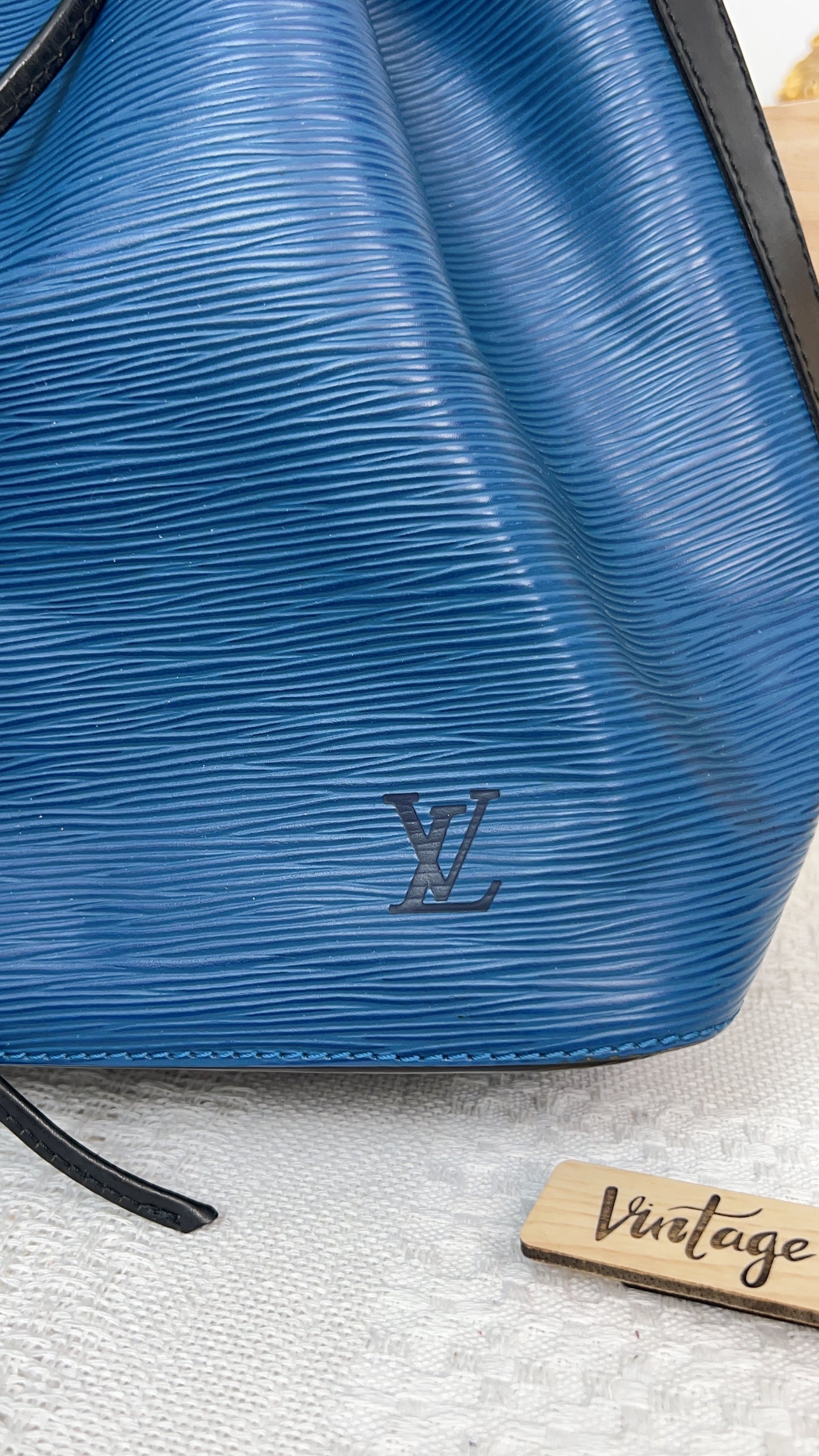 Louis Vuitton Blue and Black Epi Petit Noe Bucket Bag