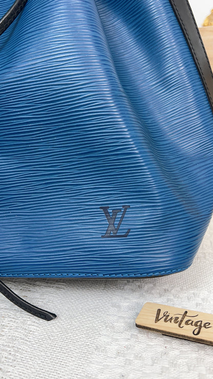 Louis Vuitton Blue and Black Epi Petit Noe Bucket Bag