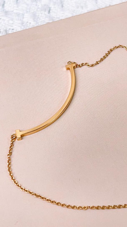 Tiffany & Co Yellow Gold Small Tsmile Necklace