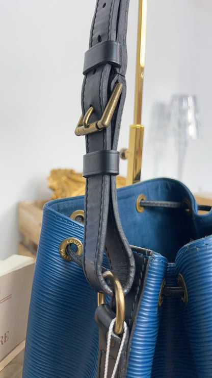 Louis Vuitton Blue and Black Epi Petit Noe Bucket Bag