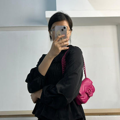 Gucci Fuchsia Supermini Marmont Belt Bag