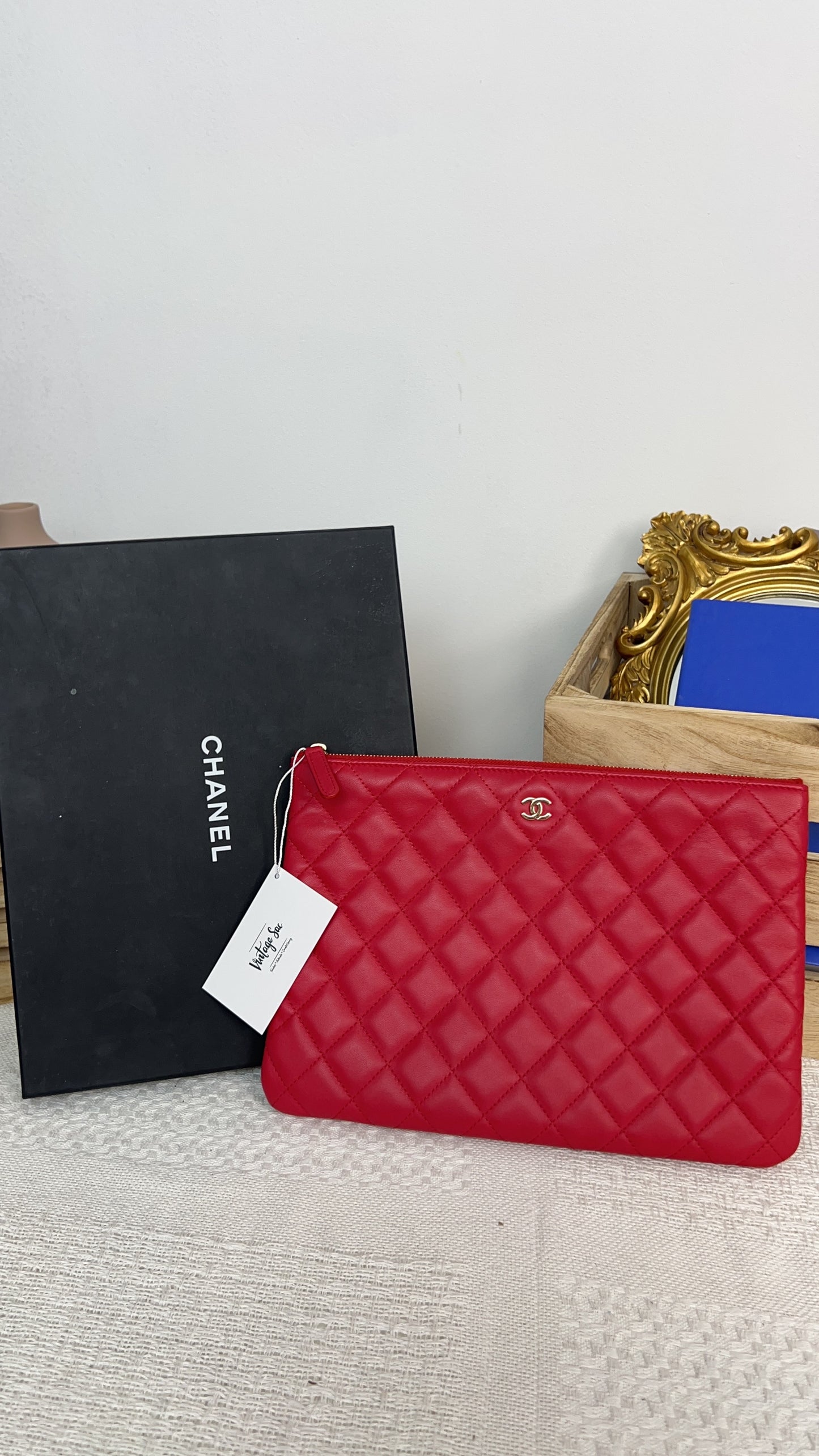 Chanel Red Medium Lambskin O’case GHW