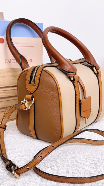 Burberry Brown Canvas Alchester Boston Bag