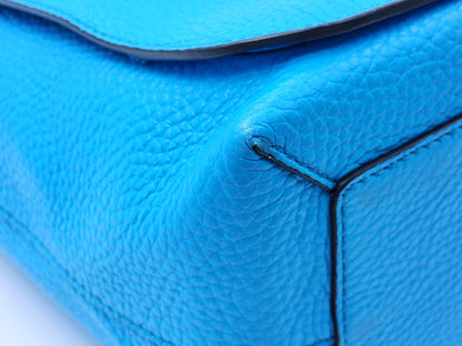 Burberry Blue Grain Calfskin Large Burleigh Messenger Bag