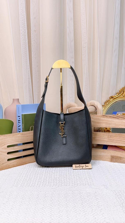 YSL Black Calfskin Small Le 5A7 Hobo (GHW)